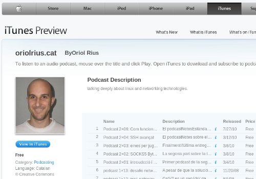 screenshot oriolrius.cat a iTunes